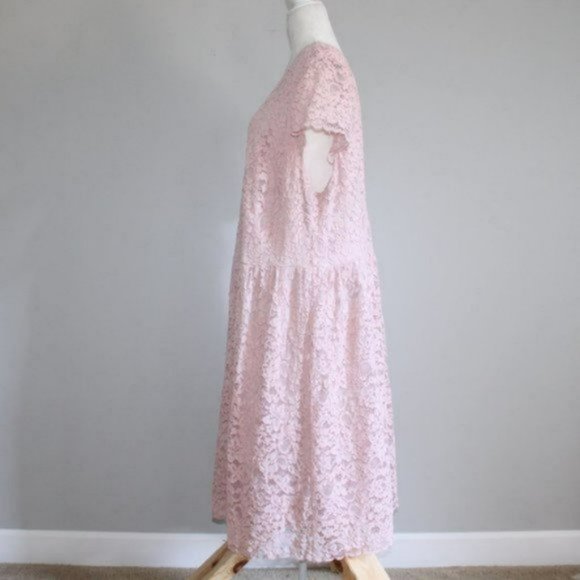 Ellos Lace Tea Above the Knee Length Dress Pink 26 - Picture 3 of 10